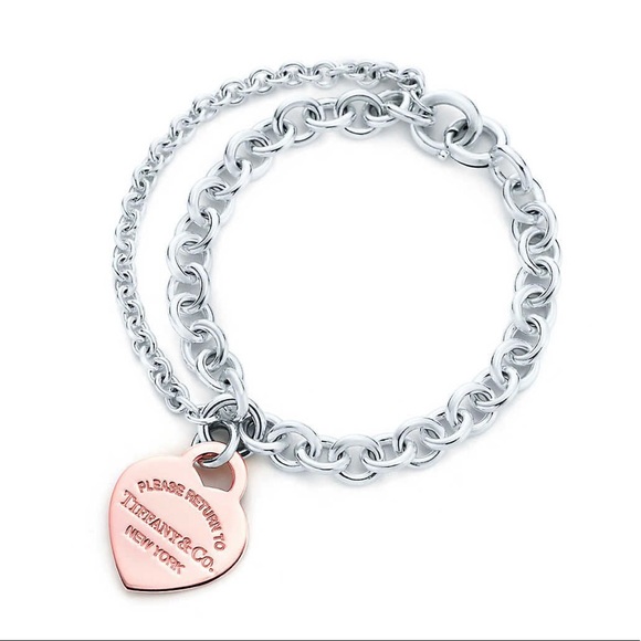 Tiffany Double Chain Heart Tag Bracelet 